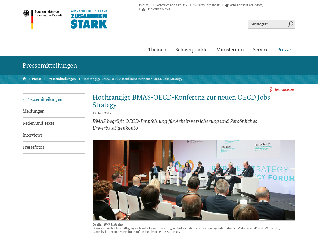 Bühne OECD Konferenz